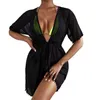 Women Beach Wear Summmer Dress Women Women Sheer Mesh Coverp Up Solid Female Bathing Aritão Cover de praia Up Beach Wear Ladies Swimwear D240501