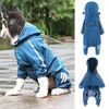 犬のアパレルペットレインコートレインジャケット犬用防水コート反射ストリップポンチョ屋外ウォーキング服を着たテディー島