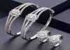 Ohrringe Halskette Akzeptieren Luxus einzigartiger afrikanischer Armreif Ring -Set Schmucksets für Frauen Hochzeit Kubikzirkon Kristall CZ Dubai Bri982734982