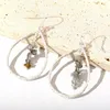 Dangle Ohrringe getragene silberne Farbe Wasser Tropfen Form natürliche Larimar -Chips Stein für Frauen