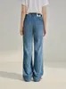 Jeans ziqiao cool acétate pour les femmes design de niche de conception d'été pantalon lâche mince fine tamis femelle 240423