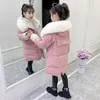 Down Coat Fashion Faux Fur Collar Hooded Long Coats Girl Clothing Children Winter Cotton Jacket Kids Clothes Warm Thick Parka 3-14Y