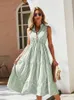 Ladies Vintage Boho Summer Kleid Frauen ärmellose lässige Urlaub gestreiftes Hemd Sundress Outfits Frau Robe Vestidos 240424