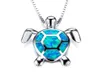 Fire Opal Sea Turtle Charm Pendent Ocean Life Animals Bijoux 925 Collier pour femmes en argent sterling pour Gift6830177