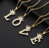 Chains Crystal Zircon Alphabet Pendant Colliers pour femmes Men Crown Initial Letter Collier Hip Hop Gold Chain Bijoux Collier14514460