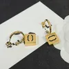 Square Pendant Stud Earrings Fashion Geometric Gold Plated Stainless Steel Brand Desigenr Double Letter Hoop Earring Womens Birthday Jewelry Love Gifts