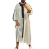 Tradition de vêtements ethniques Islamic Men Robe Kaftan Muslim Man marocain Costume national à rayures et à rayures décontractées Costume national