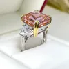 Branches de cluster European et américaine Papalacha rose orange S925 Anneau argenté femelle importée de diamants de diamant à haut carbone importé des bijoux