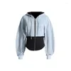 Damenjacken Korsett Reißverschluss Hody Jacke Mantel überprüft Tweed Trending für Großhandel 2024 Boutique -Stil Frauen Stoff Langschläfe Kleidung