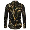 Chemises habillées pour hommes Automne Fashion Fashion Luxury Social Buttont Offre décontractée Dot Gold Pattern Imprimé à manches longues