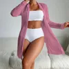 Dames badmode zwempak met korte mouwen voor vrouwen plus size sexy 3 bikini set string stropdas driehoek zwem shorts en top