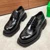 Casual Shoes Luxury Design Men's Business Dress Genuine Leather Thick Sole Fashion Brogue High-end Oxford 3C