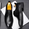 Chaussures décontractées hommes Derby Lace Up Oxfords Round Toe Lace-Up Party Men's Formal Black Leather Dress Homme Business Homme
