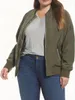 Women's Jackets Plus Size Casual Jacket Solid Long Sleeve Zipper V Neck Bomber With Pockets