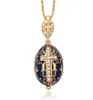 Test biżuteria szkliwa ręcznie robione wielkanocne Jezus Cross Faberge Egg Egg Wisiant Charm Crystal Rhinestone Naszyjnik Paranie dla kobiet7040844