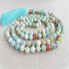 Chains 6mm Amazoniumite Gemstone Tassel 108 Bead Mala Necklace Classic Formal Event Minimalist Unisex Chakra Fashion Enthusiasts