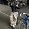 Autunno da uomo Y2K Nightclub Leopard Stampa jeans dritti con cerniera stampata casual pantaloni comodi per uomini 240428