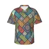 Chemises décontractées pour hommes Shirt Mandala Retro Mandala Elegant Diagonal Floral Cool Hawaiian Men de courte manche