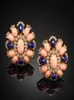 Prachtige bloemkristal koraal kleur steen oorrang buds charms accessoires donkerblauw ornament vrouwelijke grote oorbellen z5x569 stud4423056