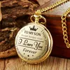 Pocket Watches Vintage Steampunk Roman Numeral Quartz Watch Gold Case Pendant Chain Men And Women