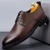 Chaussures décontractées hommes Derby Lace Up Oxfords Round Toe Lace-Up Party Men's Formal Black Leather Dress Homme Business Homme