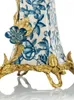 Figurines décoratives Céramique incrusté de fleurs de cuivre Vase Vase salon Modèle de foyer rblue et ornements en porcelaine blanche