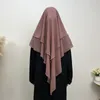 Ethnic Clothing Muslim Women Long Chiffon Hijab Two Layer Khimar Dubai Turkish Large Scarf Eid Ramadan Islamic Prayer Garment Headscarf