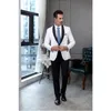 Abiti da uomo Groom White Suit 2 pezzi Design Stile a petto Singotto Smoking Formale Pantaloni eleganti giacca