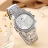 Wristwatches Luxurious Versatile Women's Business Bracelet Watch Set Rhinestone Personalized Jewelry As A Gift For Her