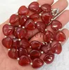 Kettingen 12x12mm Natural Red Ruby Heart Gemstone kralen ketting 18 ''