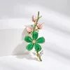 Brooches Fashion Elegant Green Crystal Flower Branch Broche Bud Zircon Bijoux Accessoires décoratifs Robe de banquet