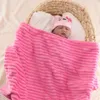 Dekens dikke vaste kleur flanel baby gestreepte deken swaddle kinderen sofa yoga word geboren