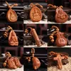 Keychains Arrival Lucky Jewelry Peach Wood Carving Buckle Buddha Pendant Keychain For Car Bag Keyring Wholesale