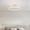 Kronleuchter moderner einfacher Kreis LED -Decke Kraut Kronleuchter runder Ring Aluminium Dimmbare Schlafzimmer Lampe Beleuchtungsraum Lernleuchten Leuchten