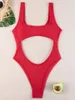 Frauen Badebekleidung sexy Bauch geschnittenes, geripptes weibliches One -Stück Badeanzug Frauen hohes Bein Monokini Rückenfreier Badeanzug Schwimmstrand Kee