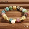 Bracelets de pierre précieuse multicolores vintage de brin avec perle de perle d'eau douce hommes masculins