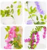 Dekorative Blumen 1,9 m Wisteria künstliche Blumen Weinkranz Hochzeitsbogen Dekoration gefälschte Pflanze Blatt Rattan Tracking Efeu Wand