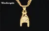 Uodesign nieuwe gouden kleur mano cornuto hanger ketting ketting boksketen gesteente gehoornde hand charm kettingen hiphop sterren sieraden cadeau4131475