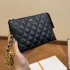 Toppdesigner Premium Casual Portable Shoulder Bag New Xiaoxiang Chain Wallet Short Caviar Card Lingge Mini One Shoulder Msenger Zero Wallet Bag