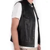 Veste de gilettes pour hommes en cuir sans manches décontractée PU Streetwear punk hip hop noir cool rétro de style rétro