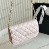 Lady Real Leather Double Pearl Balls quiltade WOC -väskor kalvskinn Classic Mini Flap Diamond Lattice Turn Lock Card Holder Purse Justerbar band Crossbody Wallet 20cm