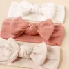 Hair Accessories 3pcs/set Baby Infant Girl Cute Soft Bow Headband Born Solid Headwear Headdress Nylon Elastic Band Gifts