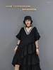 Robes de fête Vefadisa 2024 Robe de mode d'été Black V-collier lâche Cake Jupe asymétrique personnalisée Trendy Girl irrégulière ZY748
