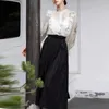 Jupes capricieuses femmes jupe longue jacquard haute taille landinte faste dames chic style chinois rétro noir