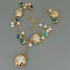 Yygem Blue Murano Glass Freshwater Culturete Cultured White Keshi Pearl Gold Counting Collese 21 240428