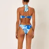 Swimwwear Women High Fashion Fashion Halterneck Print Micro Bikini Set Three Pieces Beach Robe Sexy Laçage de Bathing Thong Bather