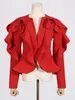 Abiti da donna Galcaur Patchwork Blazer per temperamenti solidi a livello Tierred per donne V Manica lunga Blazer Minimalist Slimming Blazer