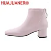 Botas tornozelo sólido para mulheres casuais elegantes curtos impermeáveis, rosa vermelho branco sapatos de festa feminina grande tamanho grande