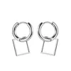 Boucles d'oreilles Stud Fashion Simple Geometric Square en acier inoxydable argenté plaque à base de bijoux punk de rue et de femmes