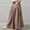 Röcke weiblich Plus Size Casual Vintage Retro-Stil Baumwolle und Leinen große Taschenfalten plissierte A-Linie Maxi Long Womens 2024